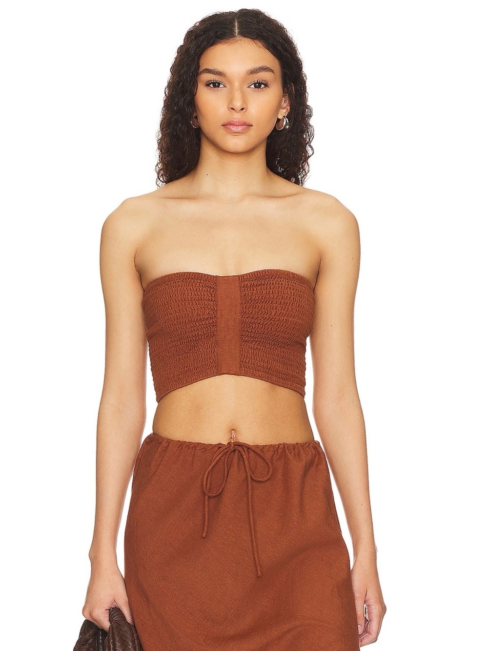 LSPACE Summer Feels Coffee Brown Smocked Tube Top - M